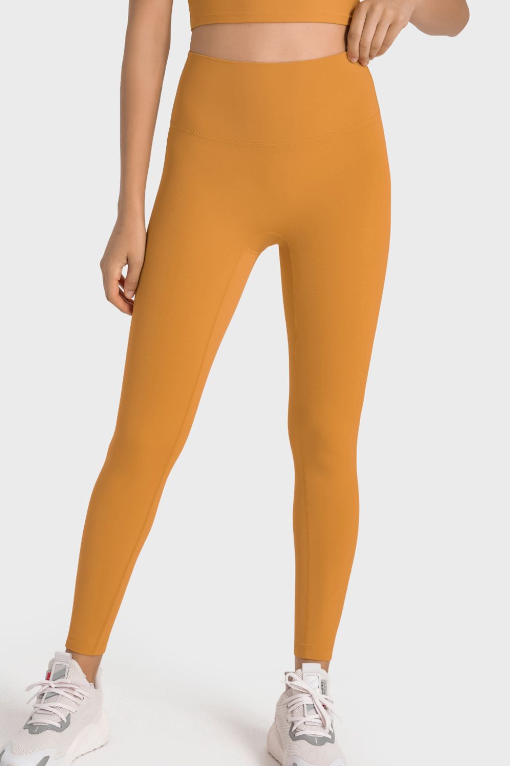 High-rise wide waistband ankle-length yoga leggings