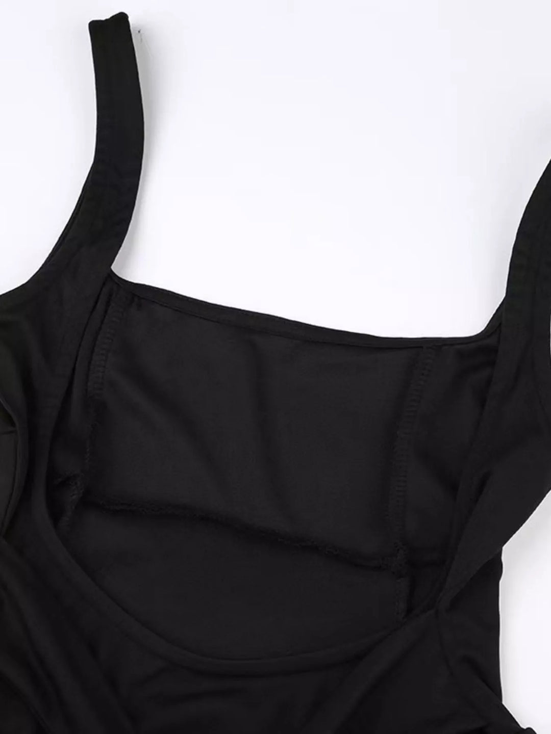 Backless square neck fit-and-flare mini dress