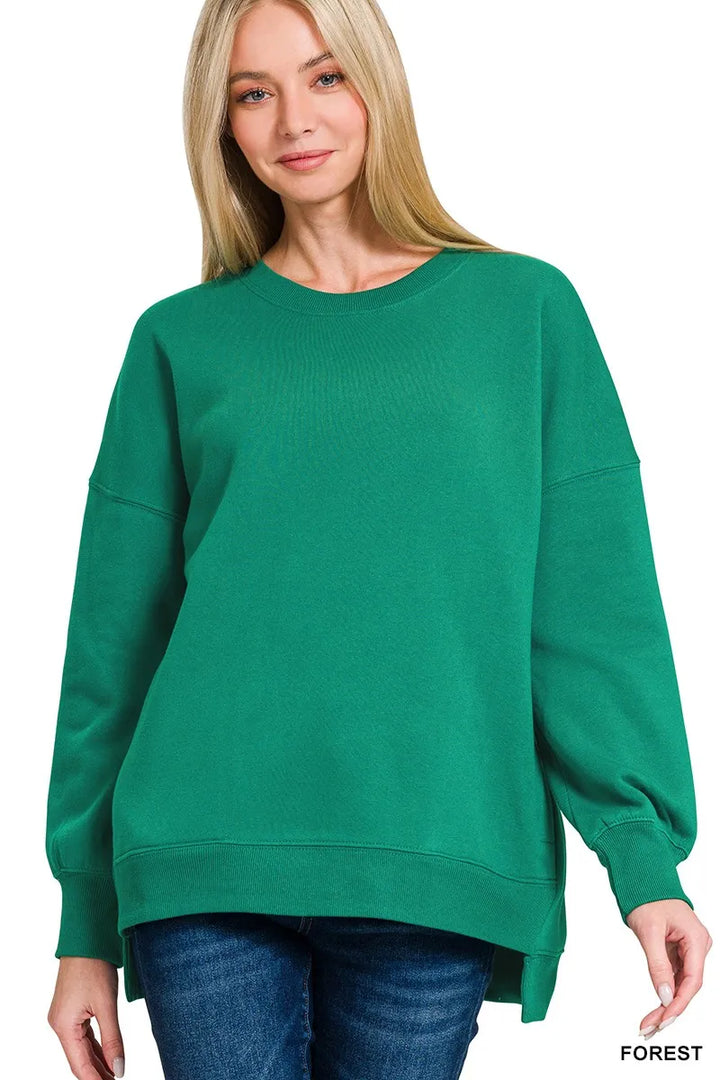 FOREST Fleece hi-low boyfriend sweatshirt with side pockets