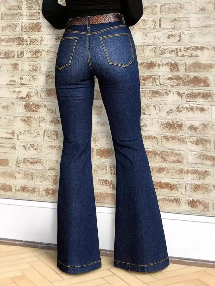 High-rise flare jeans with front patch pockets