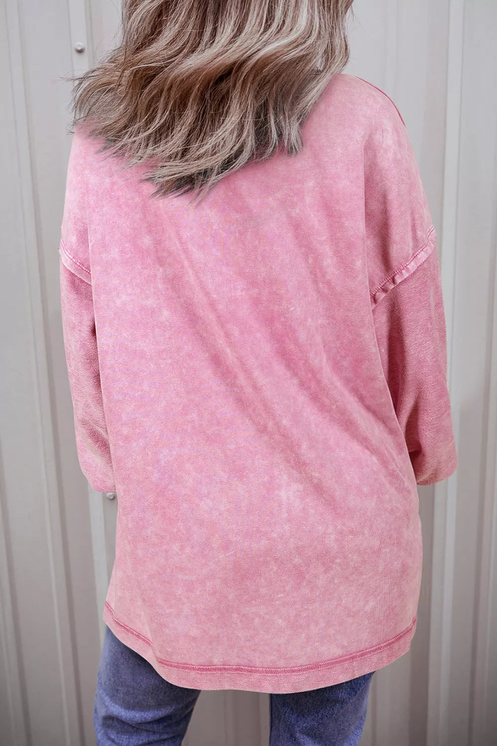 Vintage wash oversized sweatshirt with exposed seams and side slits
