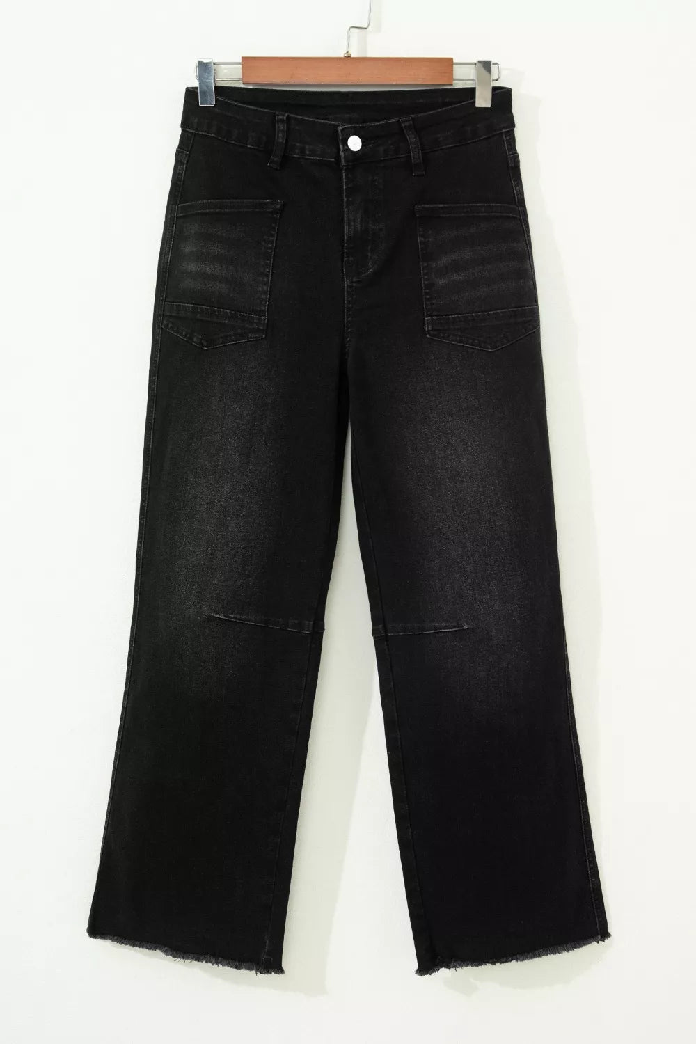 Frayed cropped straight-leg jeans with utility pockets