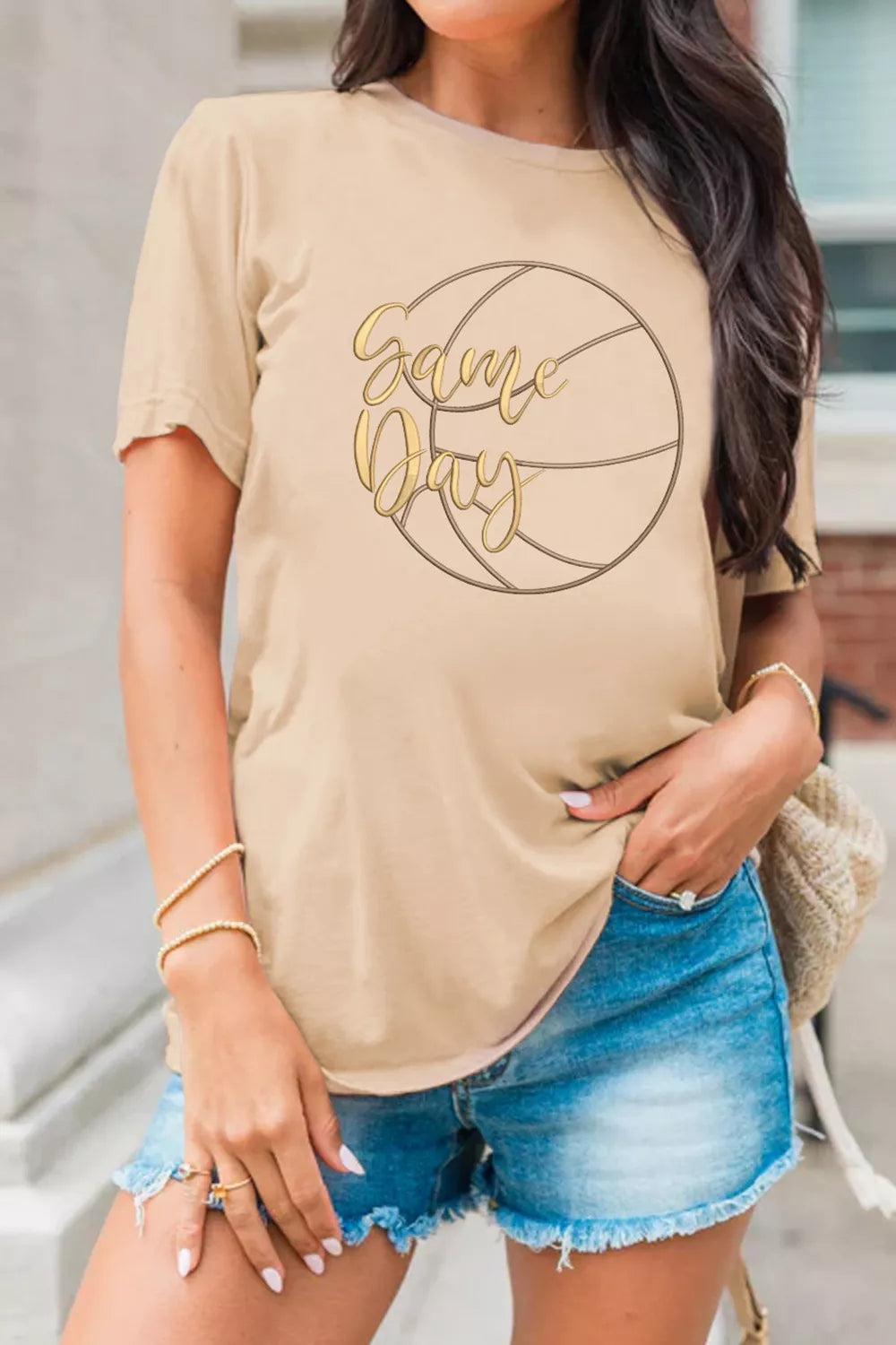 Game Day basketball graphic crew neck tee