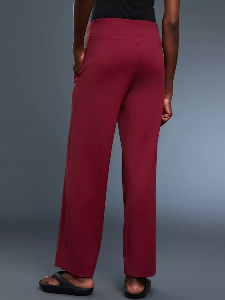 Wide-leg drawstring pants with curved front pockets