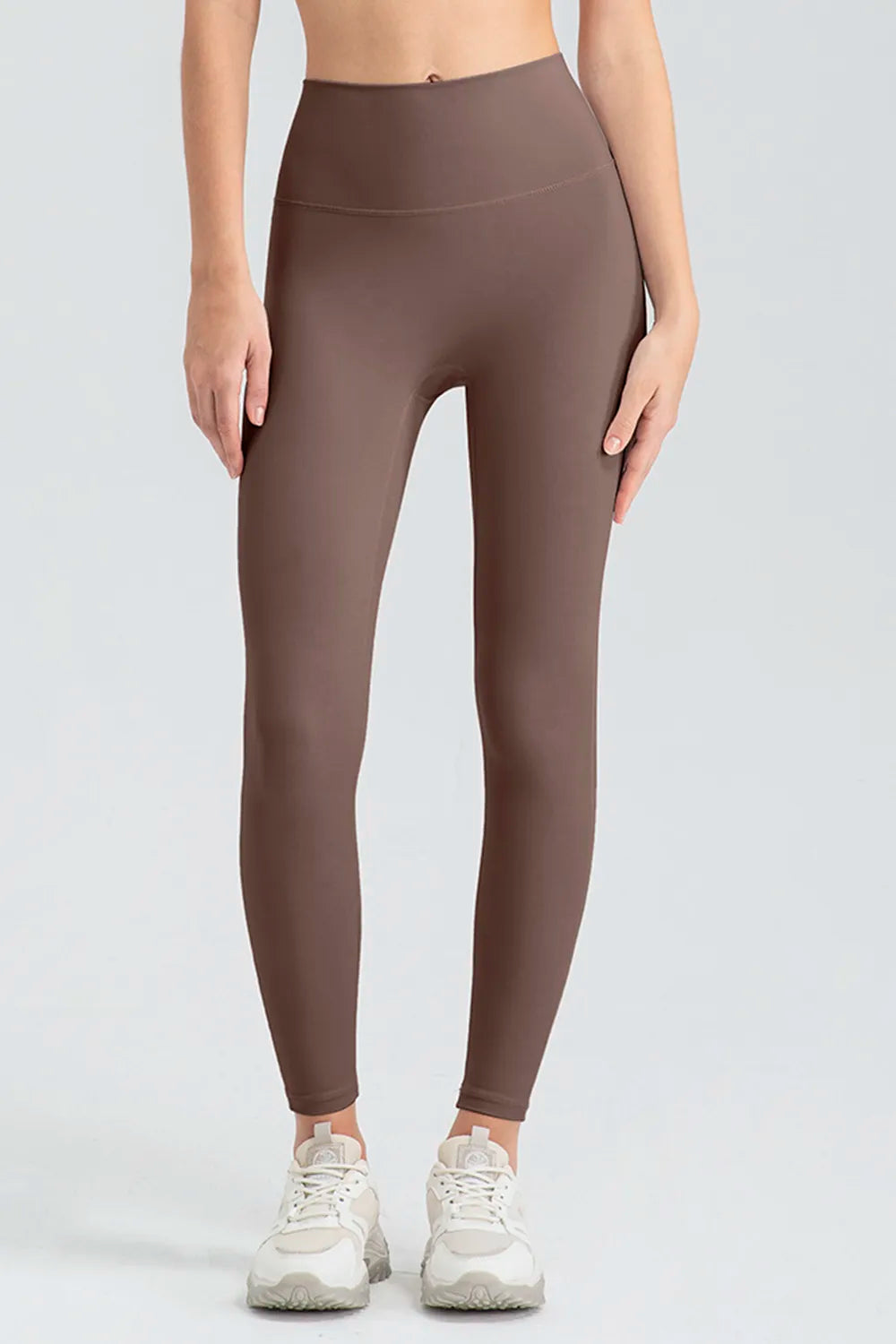Mocha High-rise skinny active leggings with wide waistband
