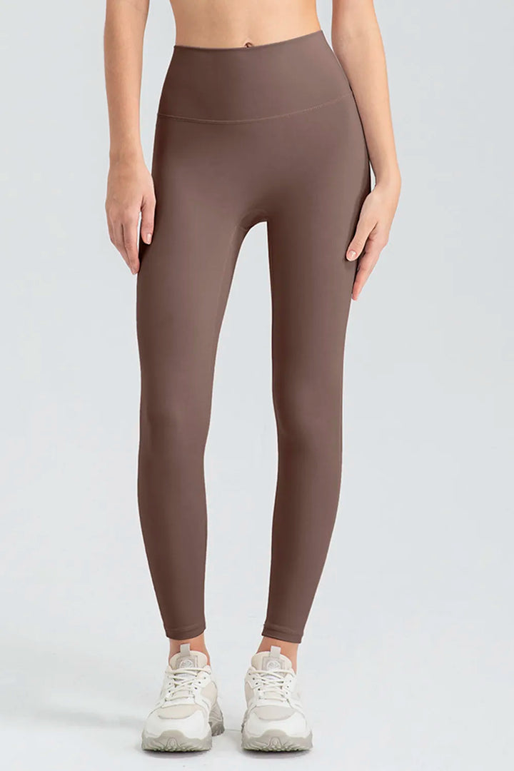 Mocha High-rise skinny active leggings with wide waistband