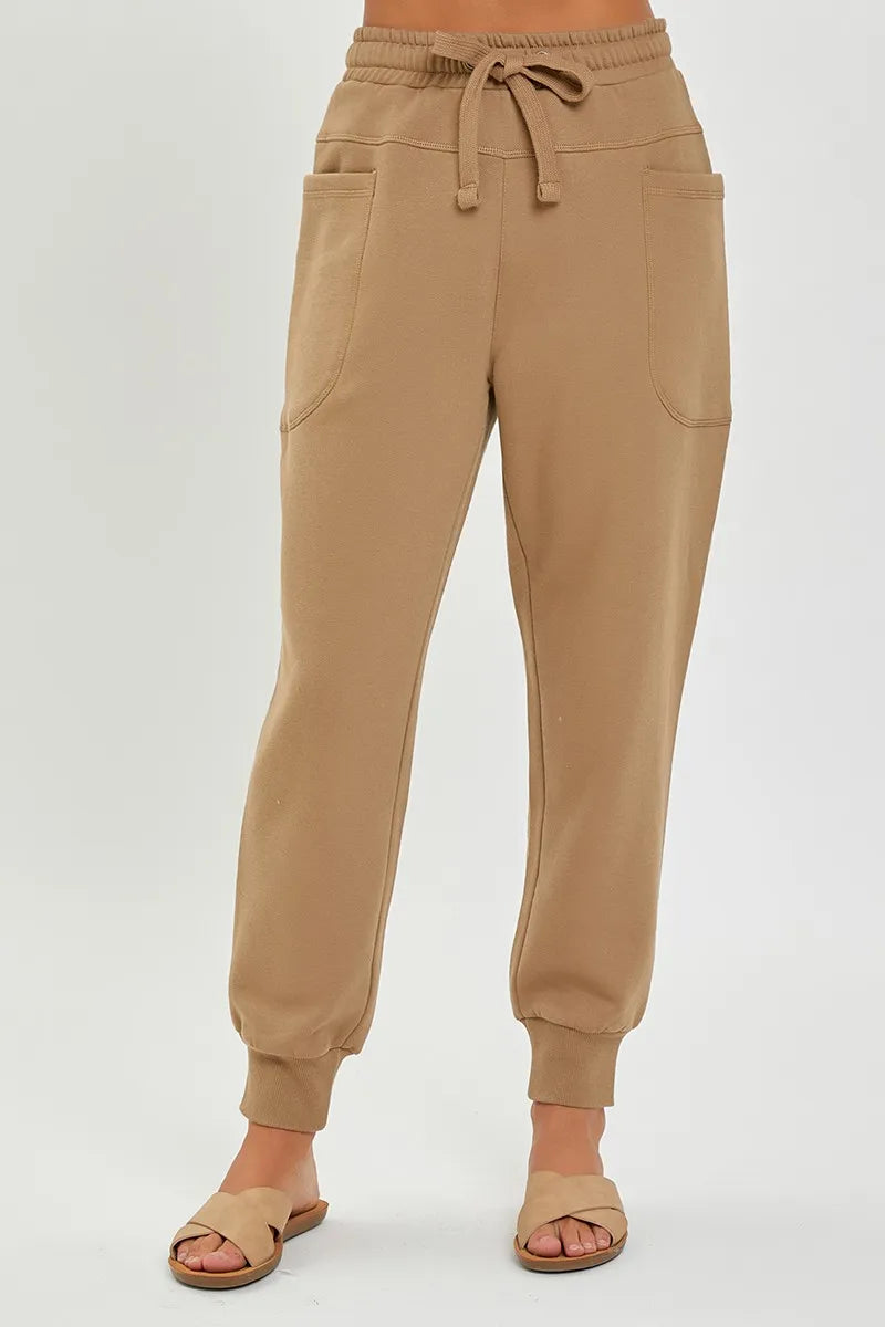 High-rise relaxed jogger pants with drawstring waist