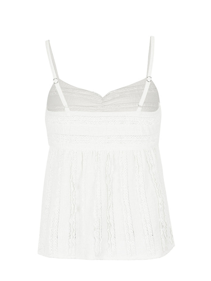 Textured ruched sweetheart neck babydoll cami