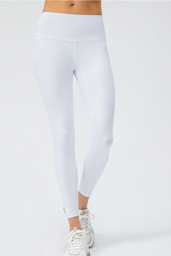 White Wide waistband high-rise full-length active leggings