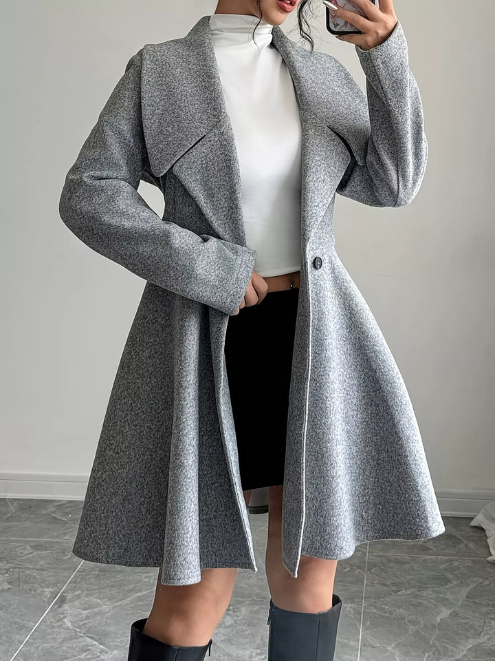Double-breasted notch lapel fit and flare coat