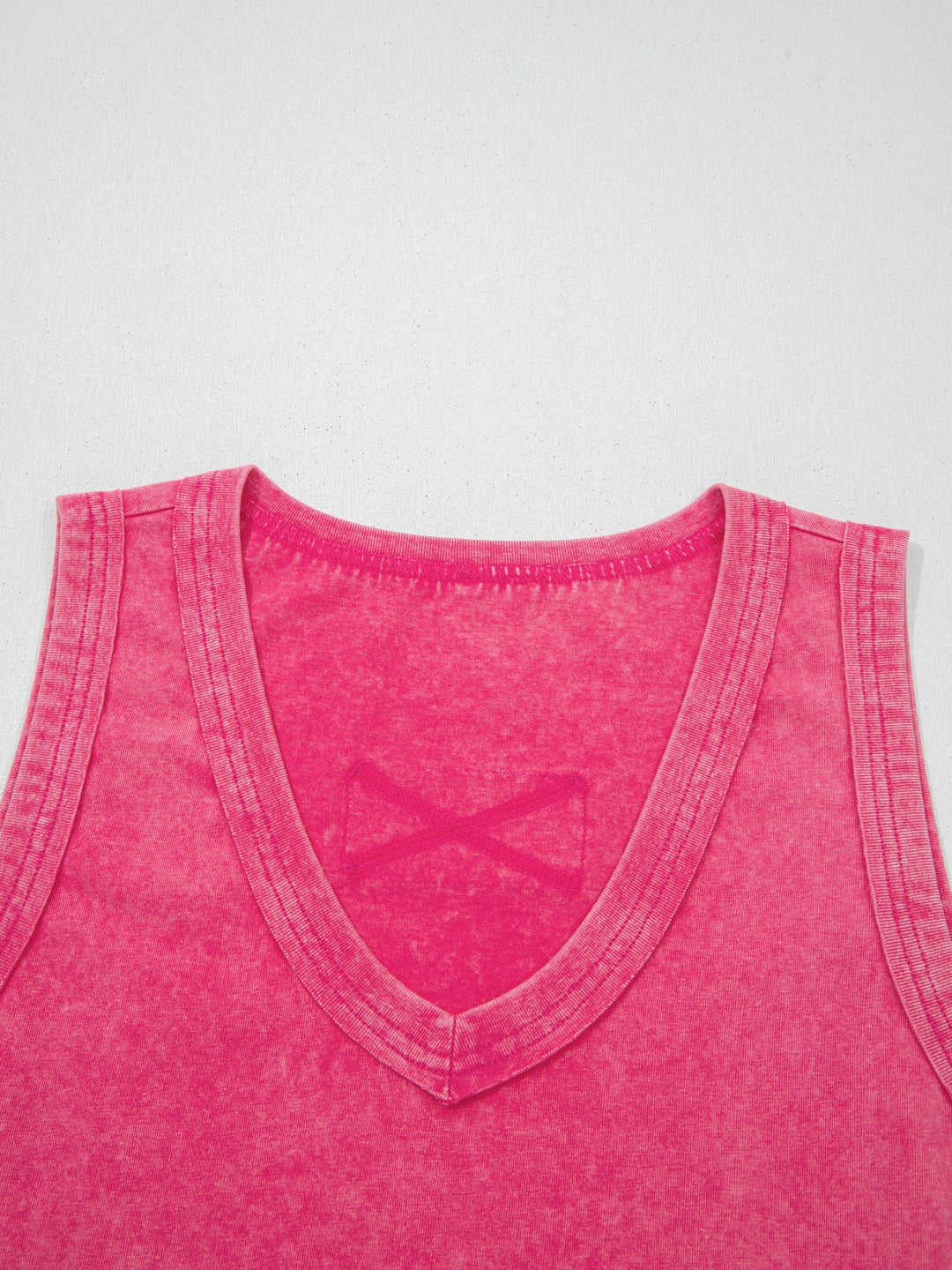 Mineral wash V-neck tank top with curved hem