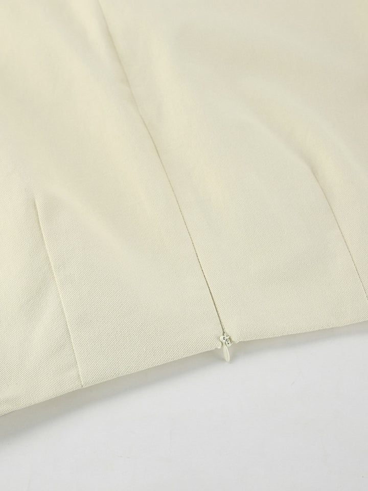 Straight-cut cotton midi skirt with back slit