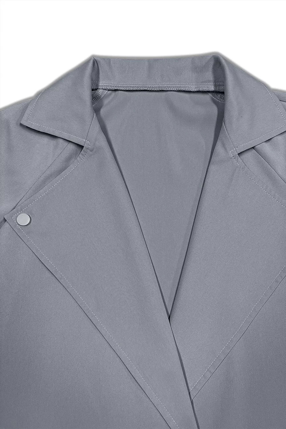 Wide lapel belted trench coat with epaulette tabs