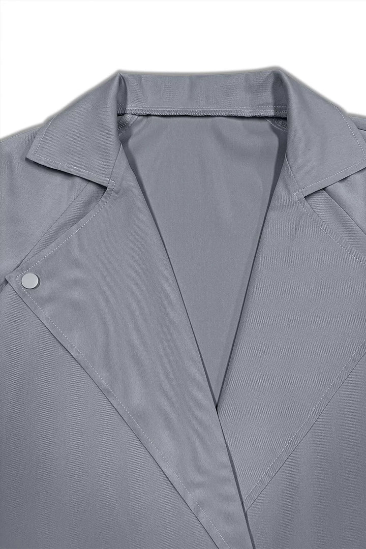 Wide lapel belted trench coat with epaulette tabs