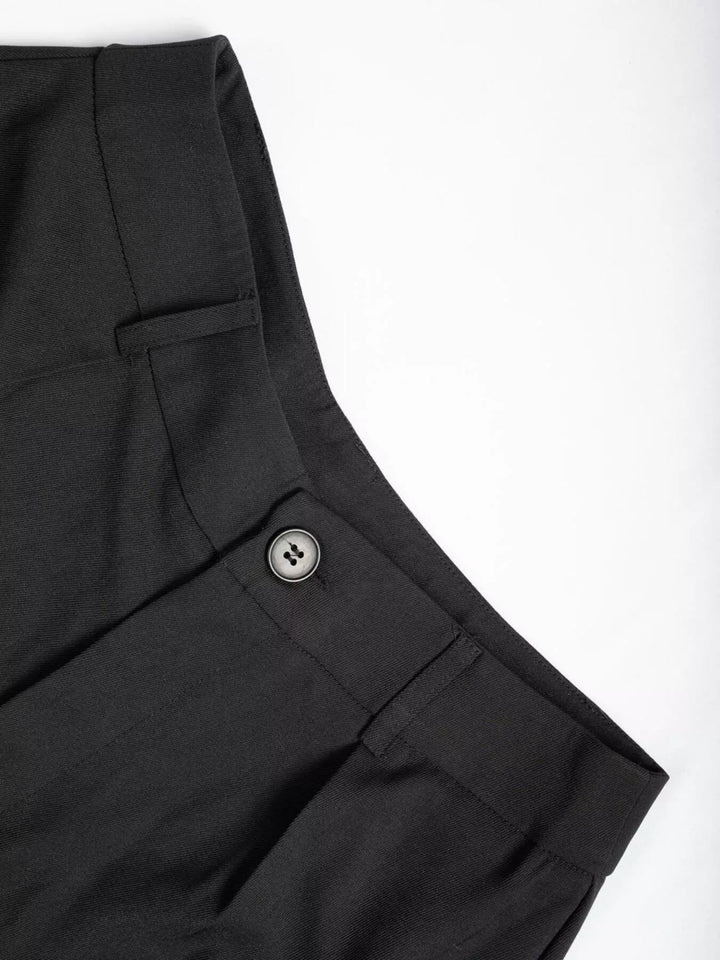 Pleated high-waisted wide-leg dress trousers