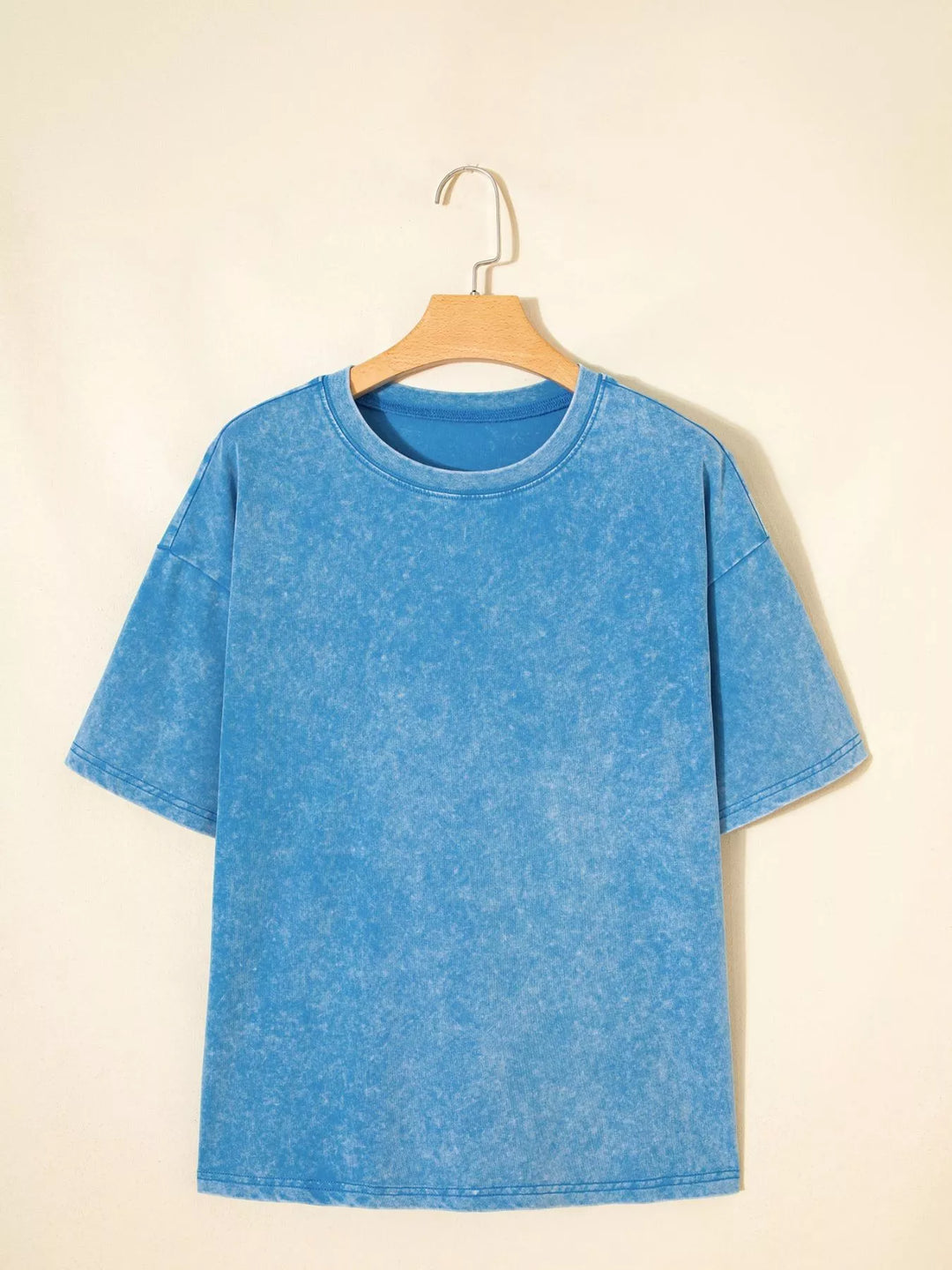 Mineral wash oversized drop-shoulder crew neck tee