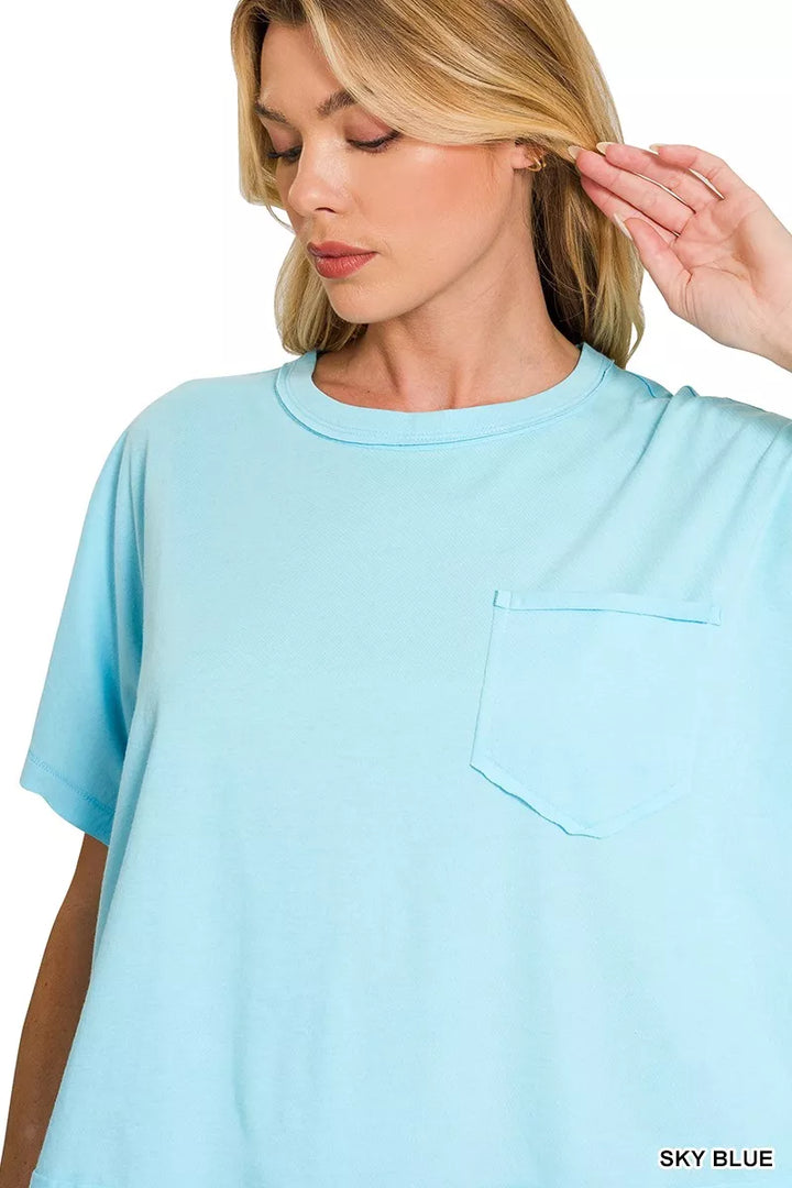 Exposed seam boxy pocket tee with drop shoulder