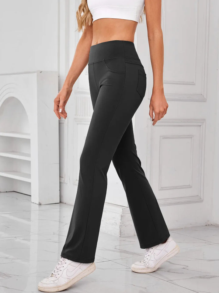High-waist flare active pants with side pockets