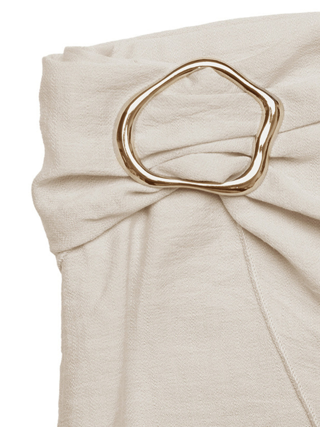 High-rise wrap mini skirt with knotted O-ring buckle