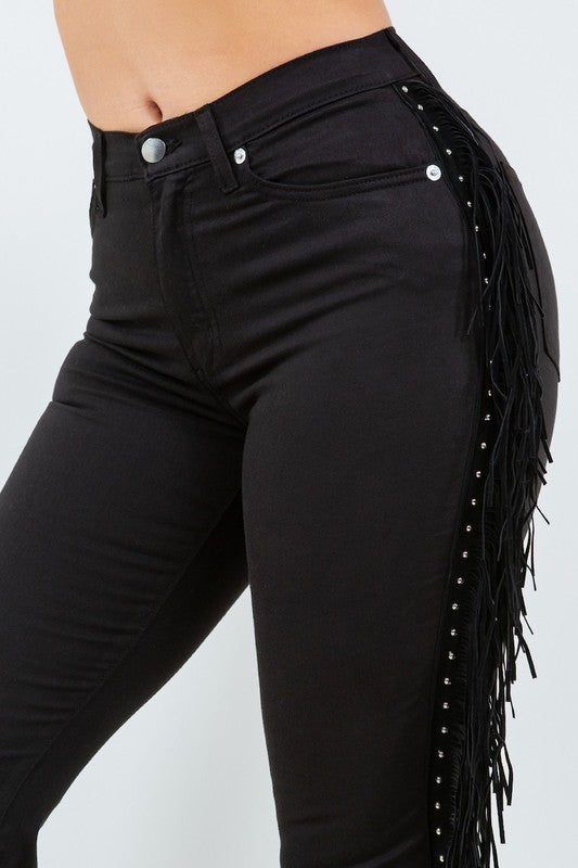 Texas Sun Fringe Bell Bottom Jeans | High Rise Denim