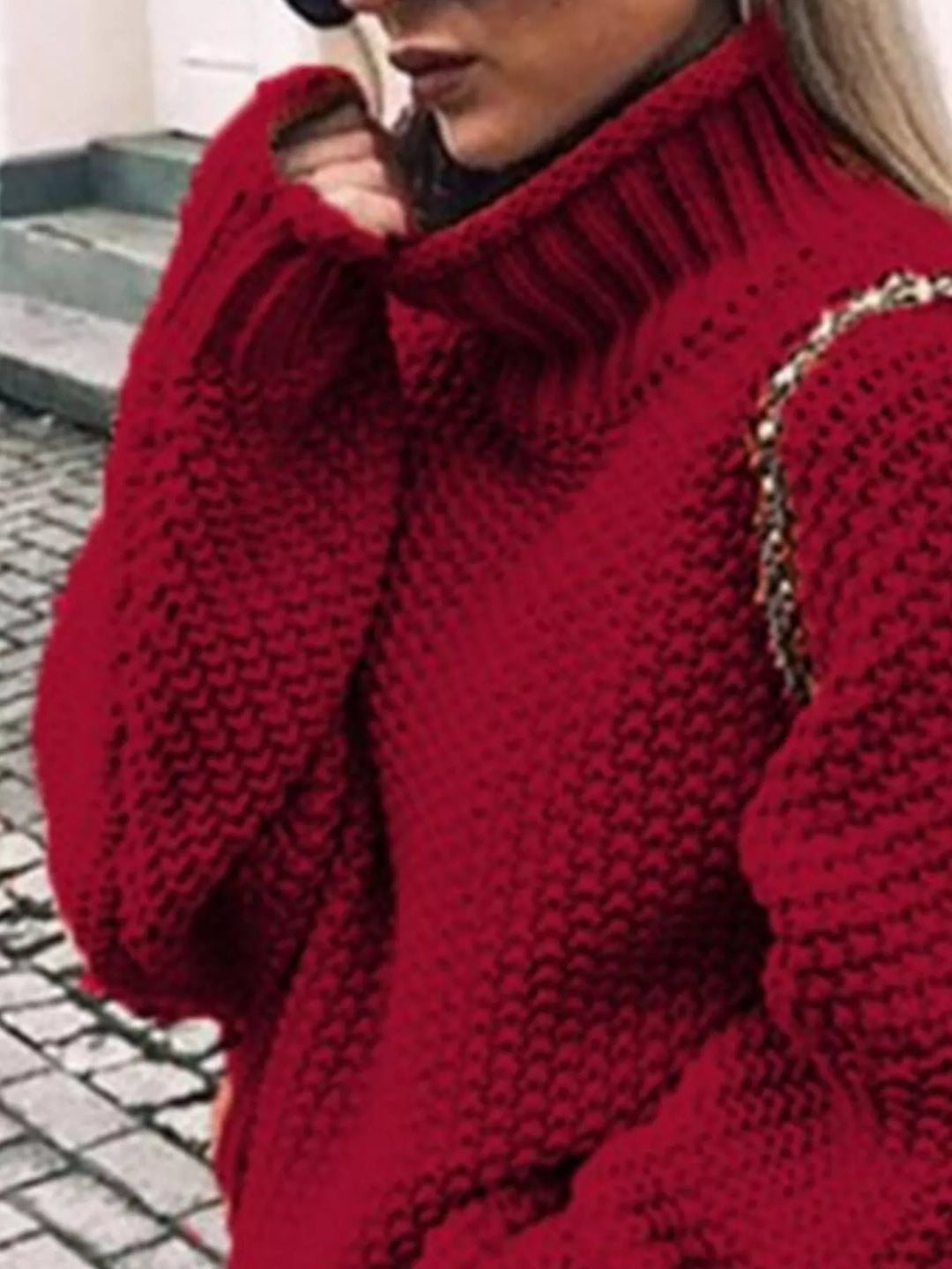 Oversized chunky knit turtleneck sweater