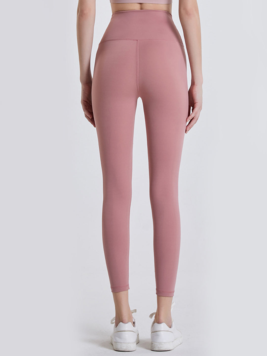 Dusty Pink High-rise sports leggings with wide yoke waistband