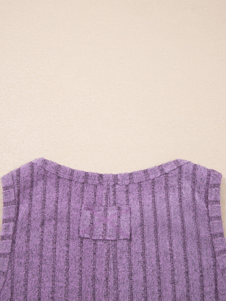 Ribbed high-neck mineral wash tank top