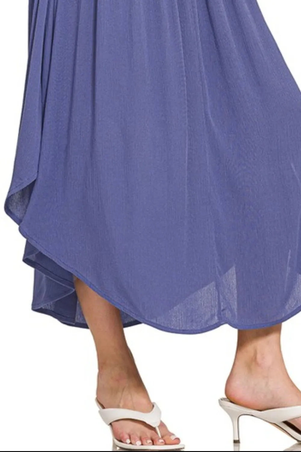Crinkle rayon smocked waist high-low maxi skirt with pockets