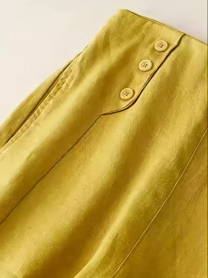 High-rise wide-leg pants with sailor button detail