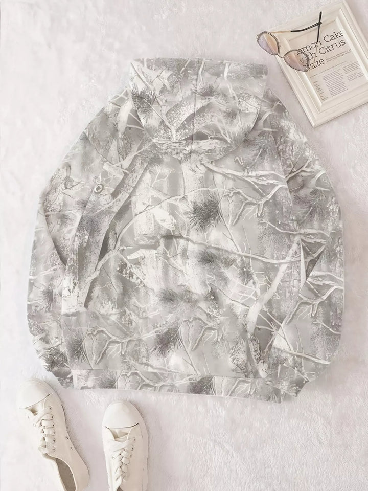 Oversized forest camo pullover hoodie with kangaroo pocket