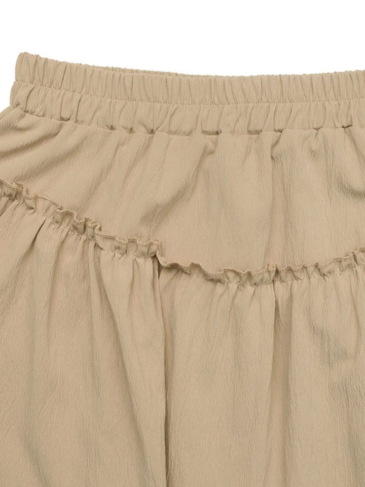 Layered ruffle mini skirt with elastic waist