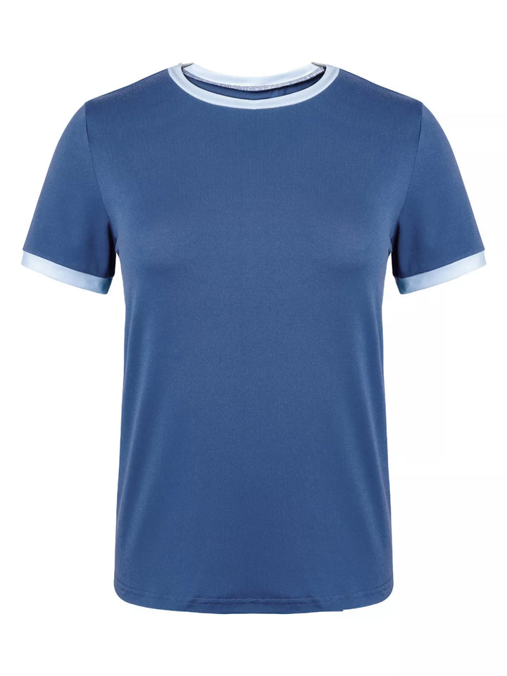 Contrast trim crew neck ringer tee
