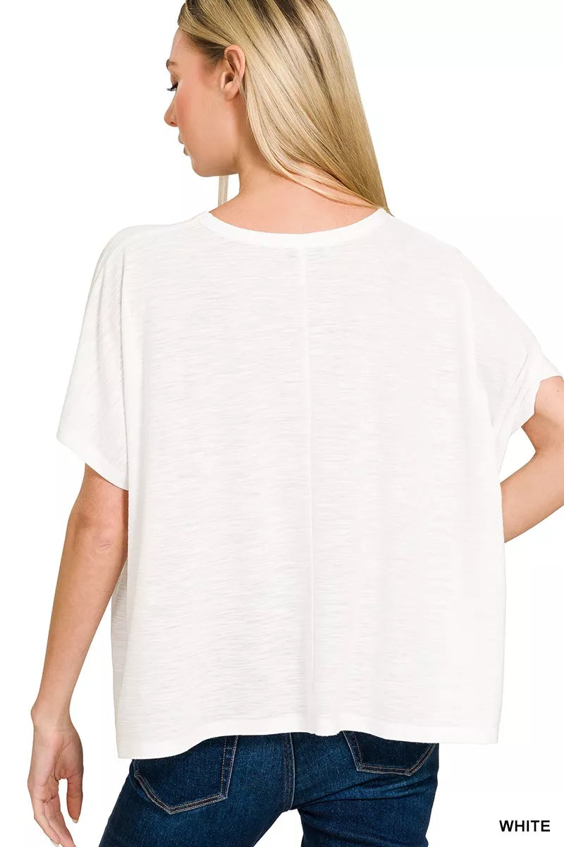 Relaxed drop-shoulder crew neck short sleeve tee