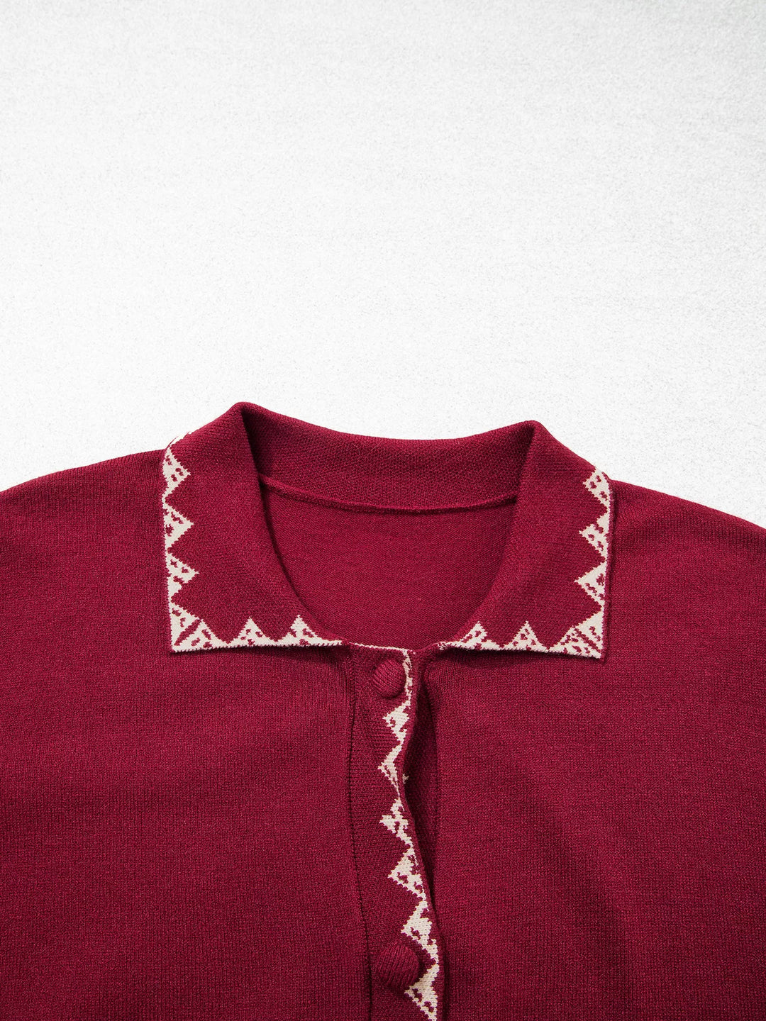 Lace trim bow pocket knit button-down cardigan