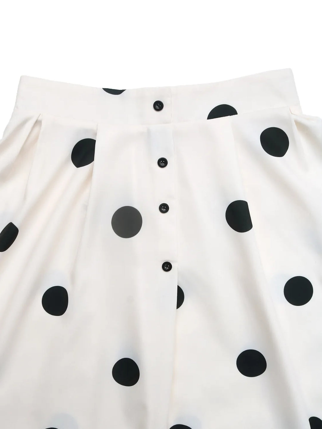 Pleated polka dot button-front midi skirt