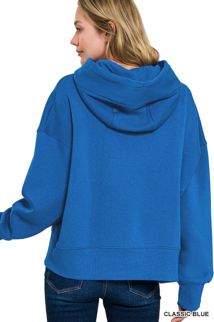 Oversized fleece hoodie with kangaroo pocket and drawstring