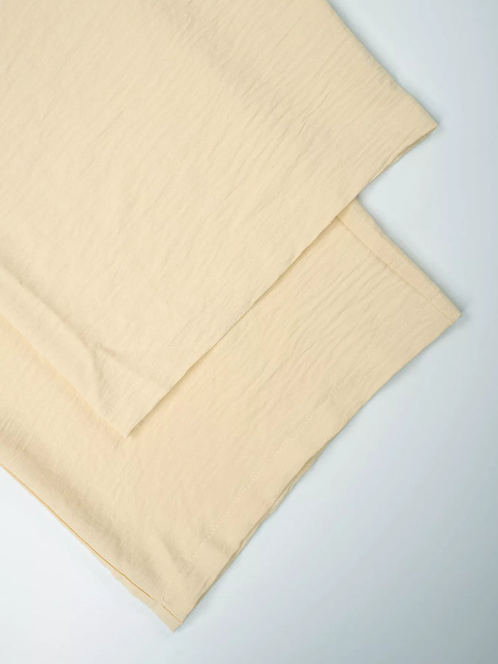 Linen-look drawstring wide-leg pants with side pockets