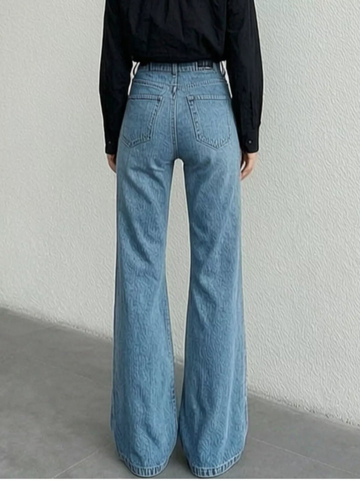 High-rise wide-leg bootcut jeans with five-pocket styling