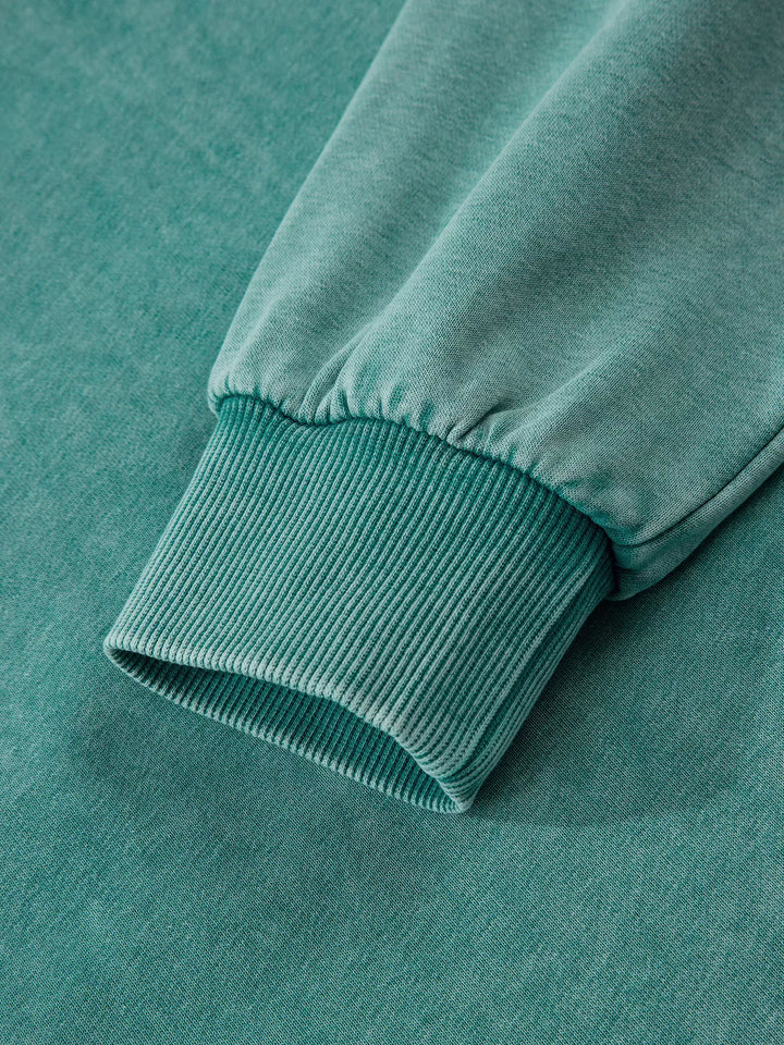 Mineral wash half-zip pullover with kangaroo pocket