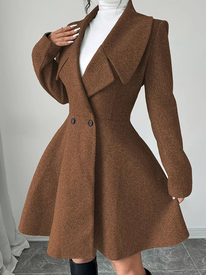 Double-breasted notch lapel fit and flare coat