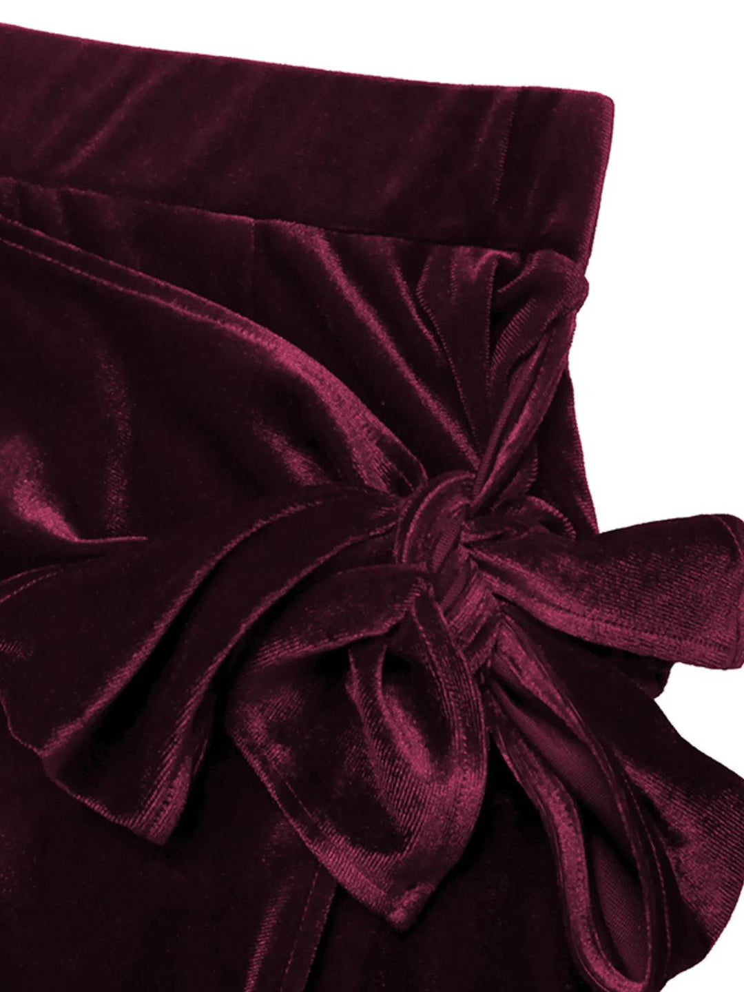 Stretch velvet midi skirt with side tie and slit
