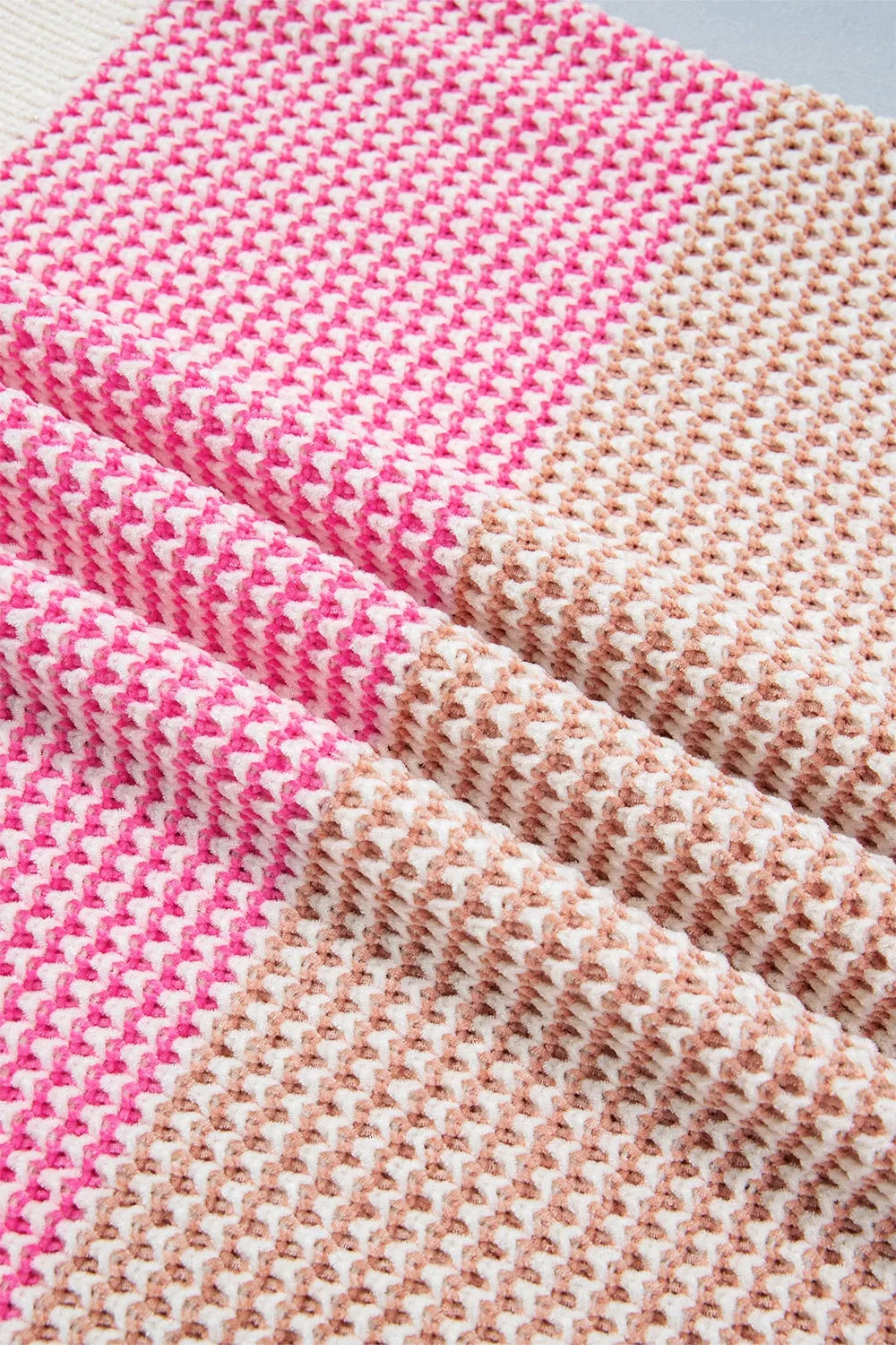 Color block waffle knit drop shoulder sweater