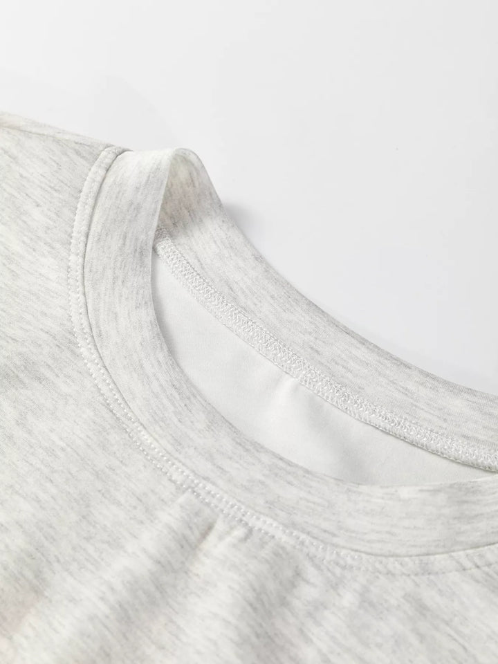 Drawstring waist crew neck tunic sweatshirt