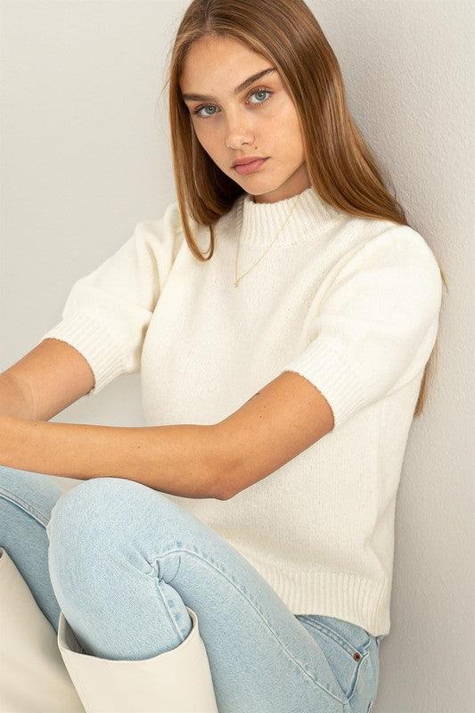 Lovely Embrace Puff Sleeve Sweater Top - Azoroh