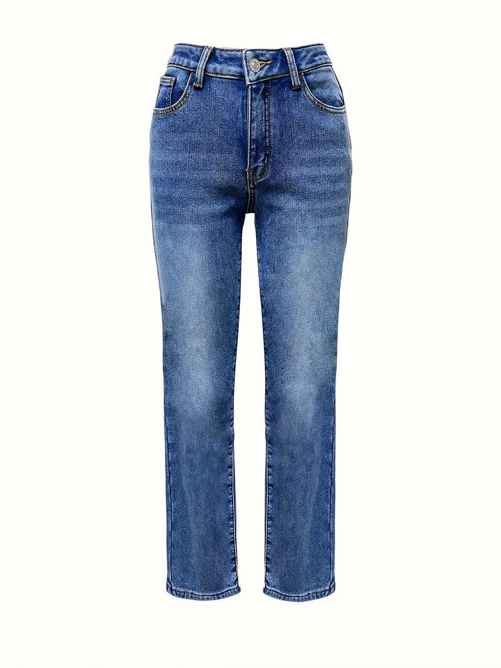 High-rise straight leg jeans with five pockets