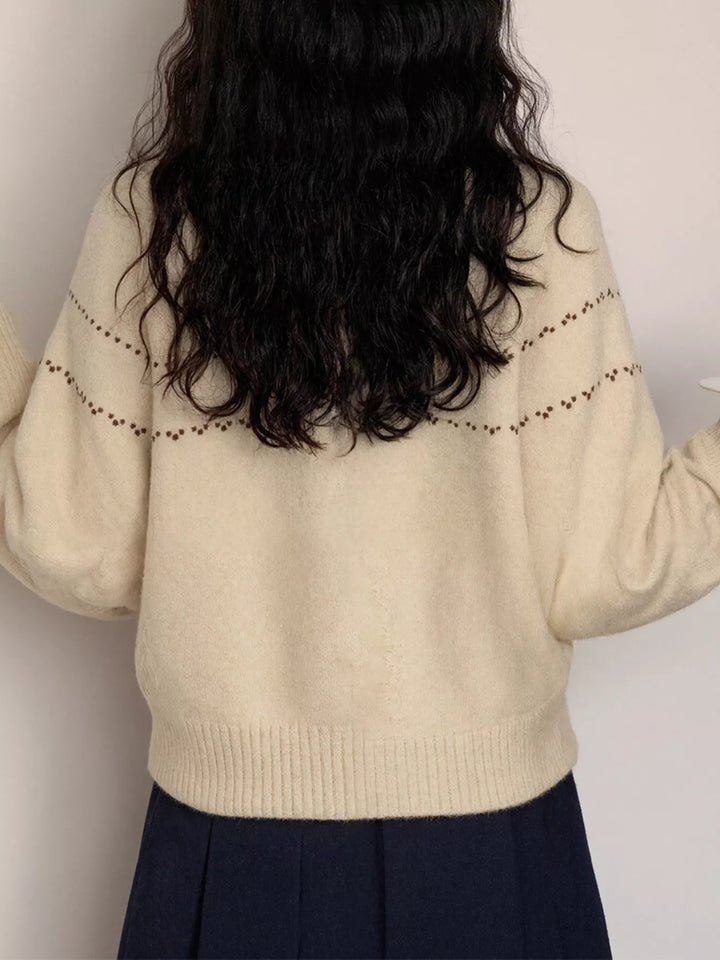 Floral embroidered cable-knit button-up cardigan