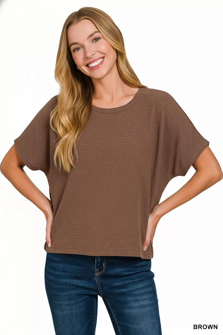 Cotton slub oversized crop tee with drop shoulders