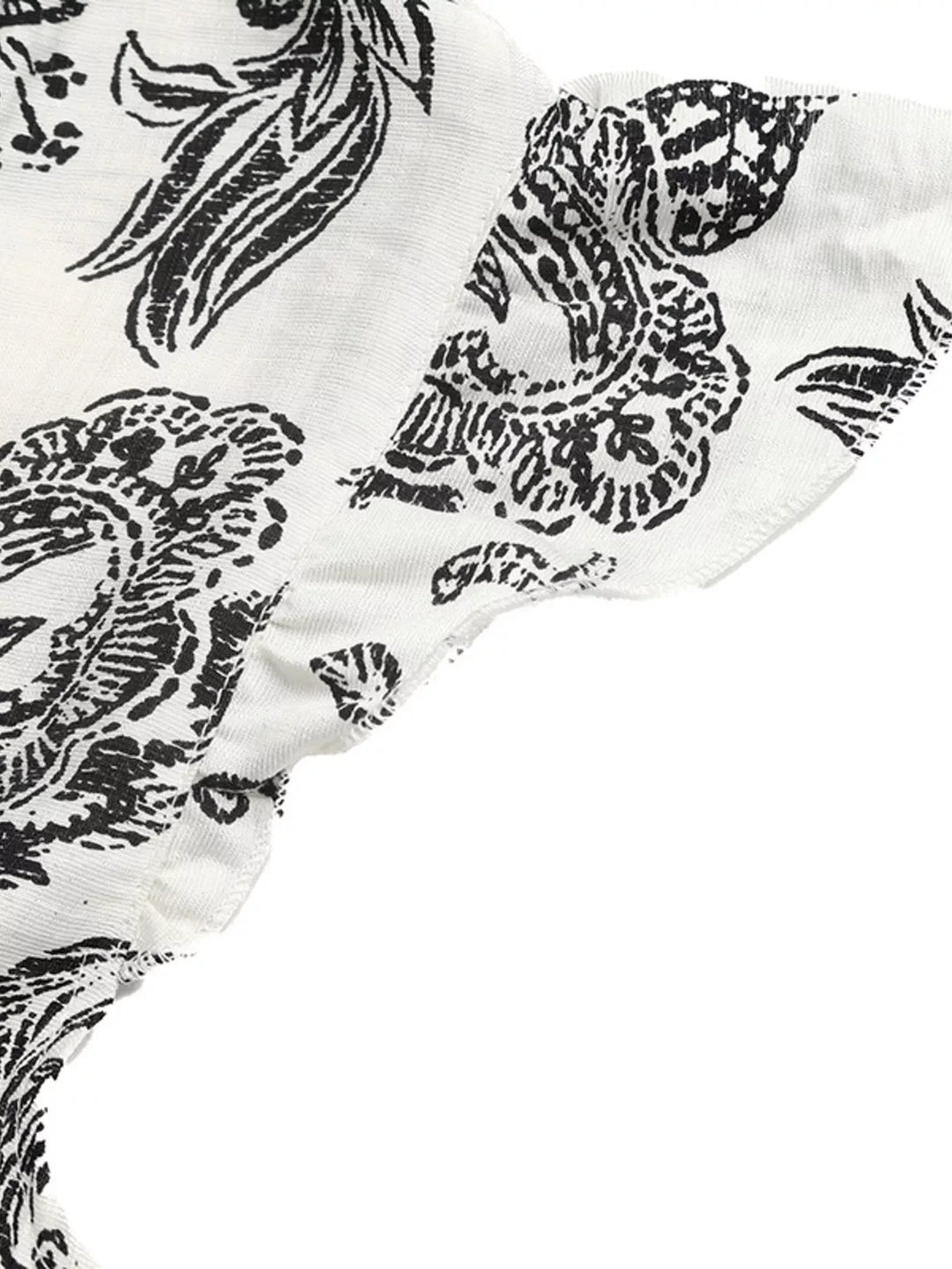 Notched neckline paisley tiered maxi dress with flutter sleeves