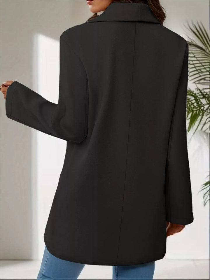 Single-button lapel collar mid-length overcoat