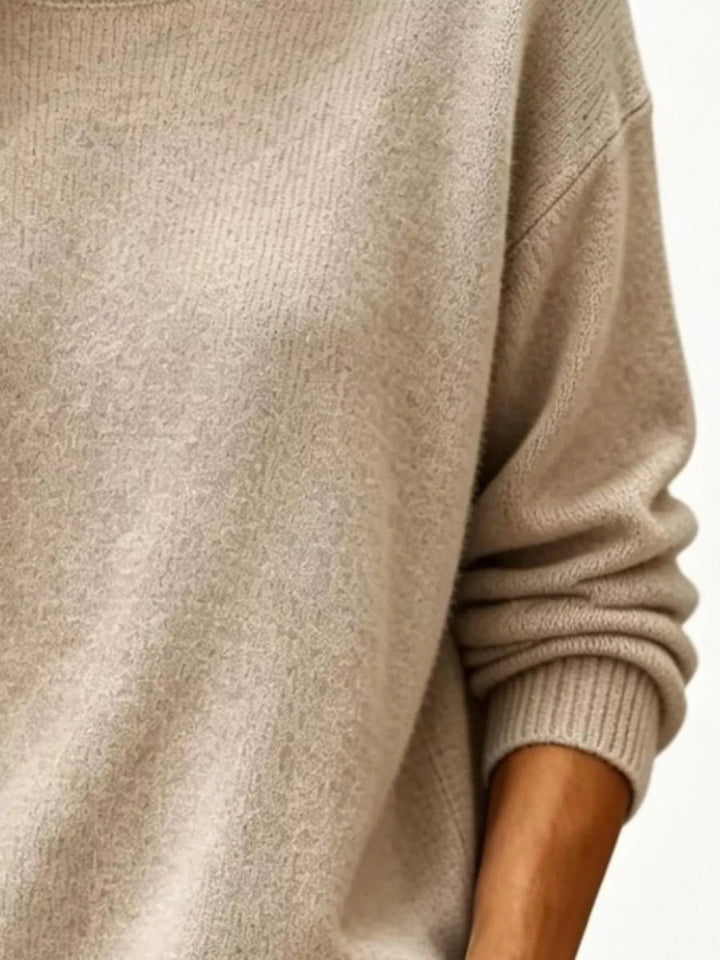 Soft brushed knit sweater with ribbed cuffs and drop shoulders
